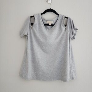 Michael Kors Gray Cotton/Modal Blend Blouse Cold Shoulder SZ L
